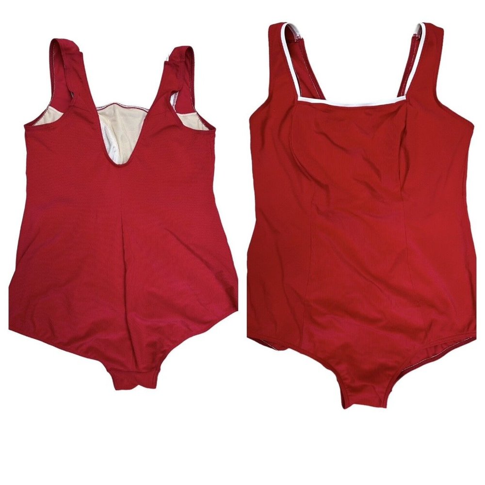 Vintage 80s Christina Mod Retro One Piece Red & White